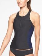 Athleta Womens Bonaire Zip Front Tankini Top Navy/ Black Size M
