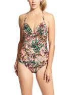 Athleta Womens Aqualuxe Print Molded One Piece Size L - Pink Floral