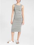 Athleta Womens Comeback Tank Midi Dress Light Asphalt/white Stripe Size Xl