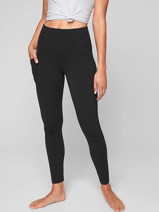 Athleta Womens Stash Pocket Salutation Tight Black Size Xl