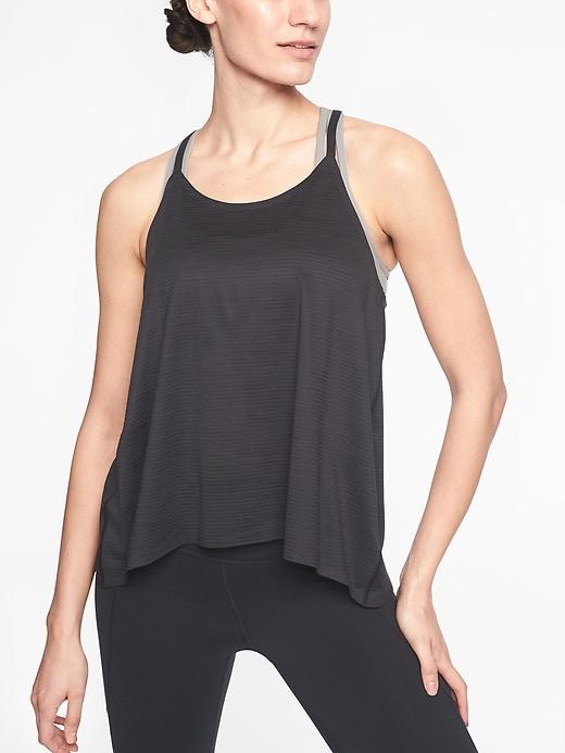 Athleta Womens Chi Shadow Stripe Strappy Tank Black Size Xl