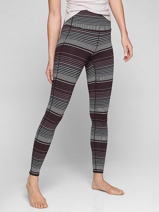 Athleta Womens High Rise Expanse Stripe Chaturanga Tight Size L Tall - Cassis