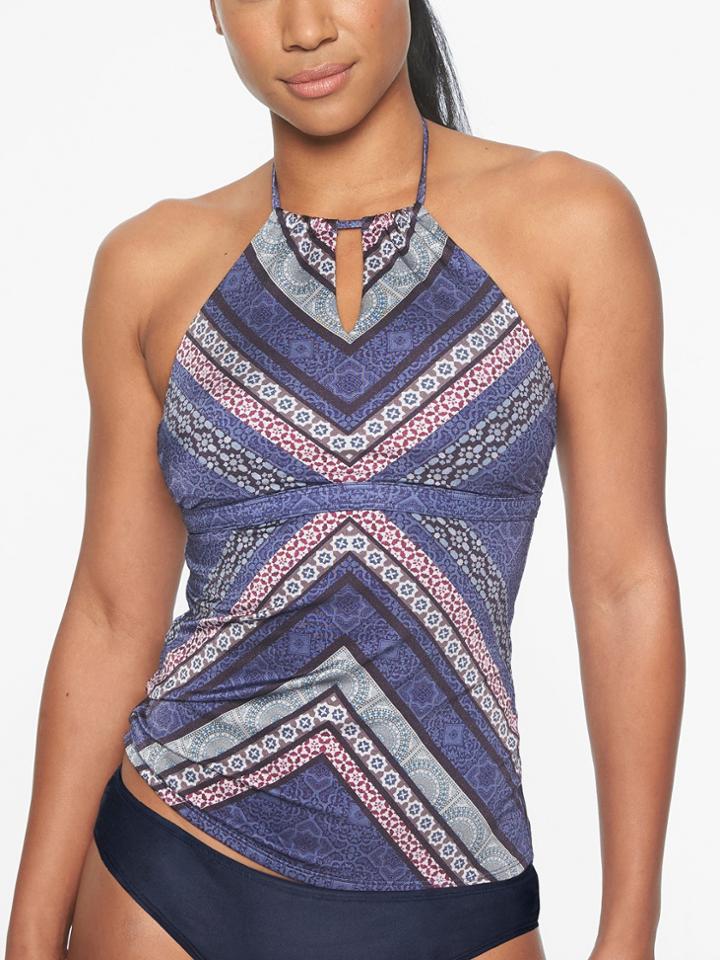Aqualuxe Print High Neck Keyhole Tankini Top