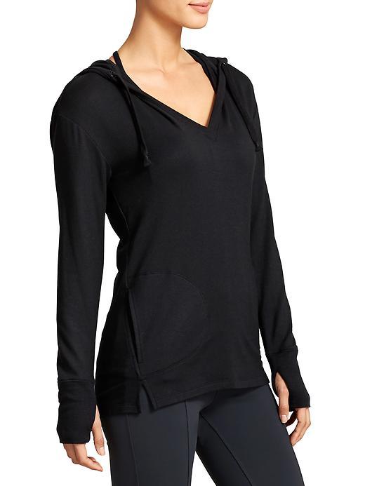 Athleta Womens Studio Split Neck Hoodie Size 1x Plus - Black