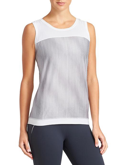 Athleta Womens Mobilize Mesh Tank Size L - White/slate Print