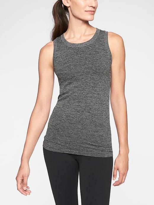 Athleta Womens Renew Reg Length Ribbed Tank Charcoal Heather Size S