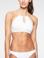 Athleta Womens High Neck Keyhole Bikini Top Bright White Size Xxs