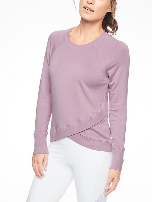 Athleta Womens Criss Cross Sweatshirt Sugarplum Mauve Size Xs