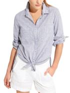 Athleta Womens Peninsula Stripe Top Size Xl - Bright White/indigo