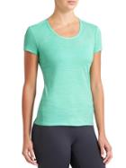 Athleta Womens Shadow Stripe Chi Tee Size L Tall - Mint Green