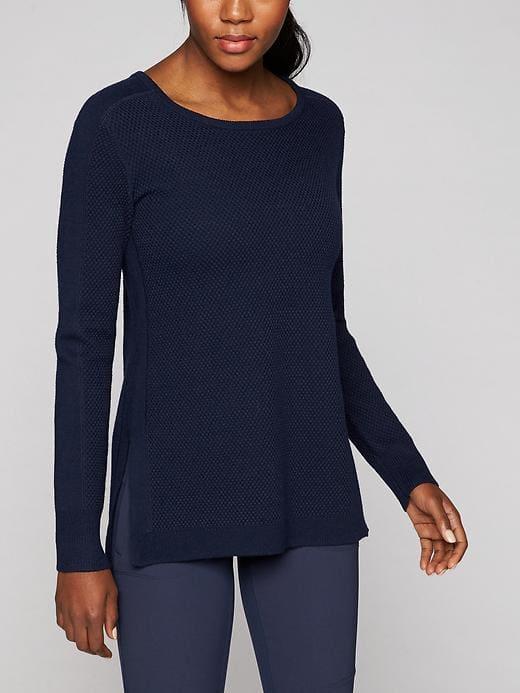 Athleta Womens Thermal Honeycomb Sweater Navy Size Xxs