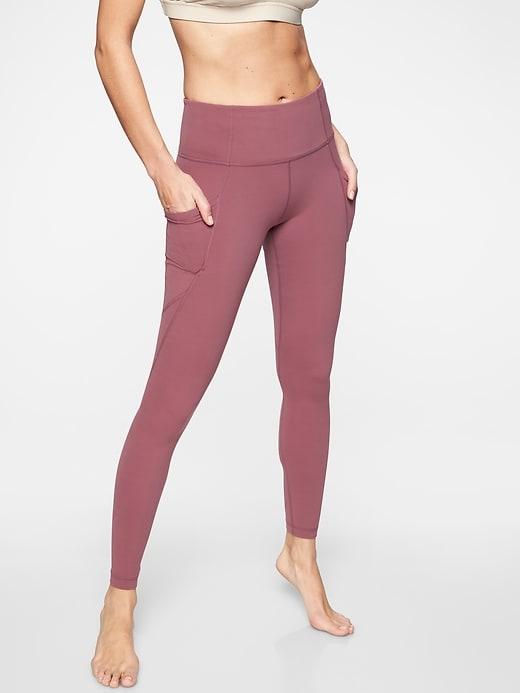Athleta Womens Stash Pocket Salutation Tight Crushed Berry Size S