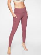 Athleta Womens Stash Pocket Salutation Tight Crushed Berry Size S