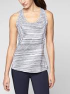 Athleta Womens Heather Stripe Chi Tank Navy Heather/ Bright White Size S