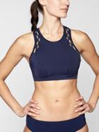 Athleta Womens High Neck Loop Bikini Top Dress Blue Size 38b/c