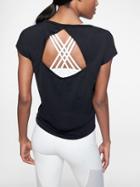 Athleta Womens Open Back Tee Black Size L