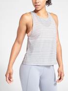 Athleta Womens Stripe Essence Low Tank Size M - Bright White/slate Grey Heather