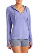 Athleta Womens Studio Split Neck Hoodie Size 1x Plus - Baja Blue Heather