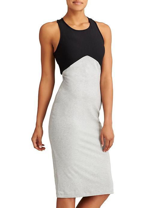 Athleta Womens Colorblock Middy Dress Size M - Grey Heather/black