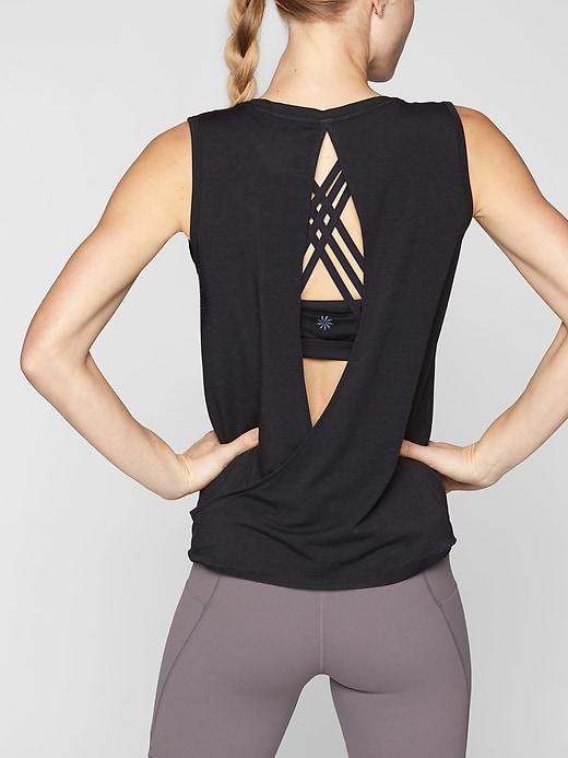 Athleta Womens Essence Open Back Tank Black Size M
