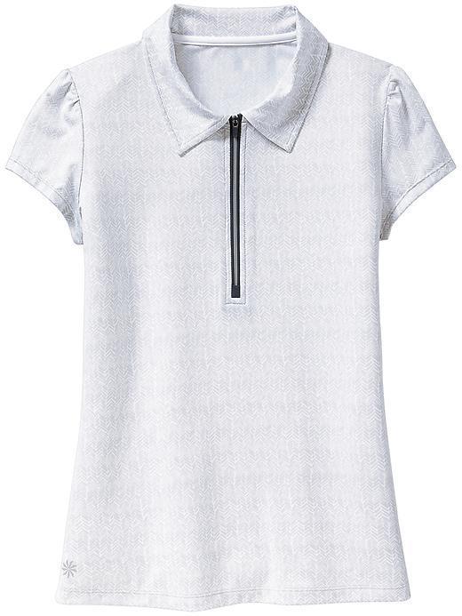 Athleta Womens Printed Gravity Polo Size Xxs - Moon Grey Herringbone