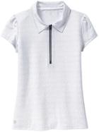 Athleta Womens Printed Gravity Polo Size Xxs - Moon Grey Herringbone