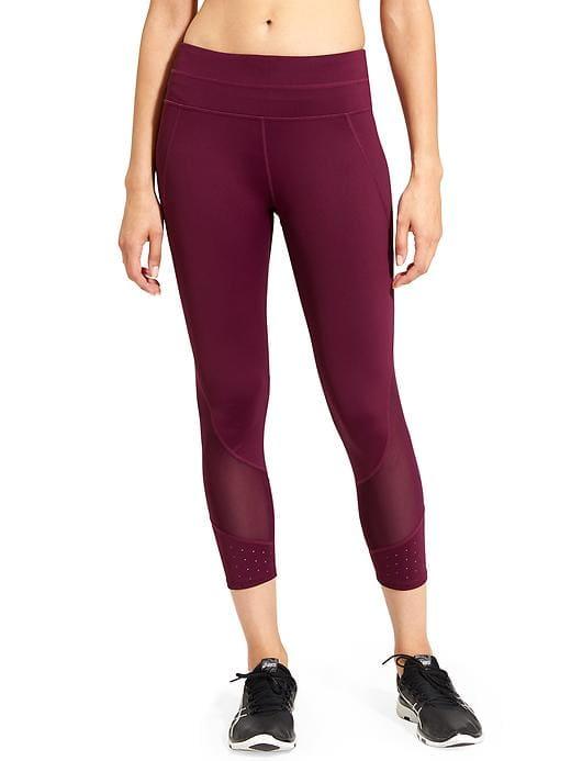 Athleta Womens Laser Mesh Sonar Capri California Plum Size Xs