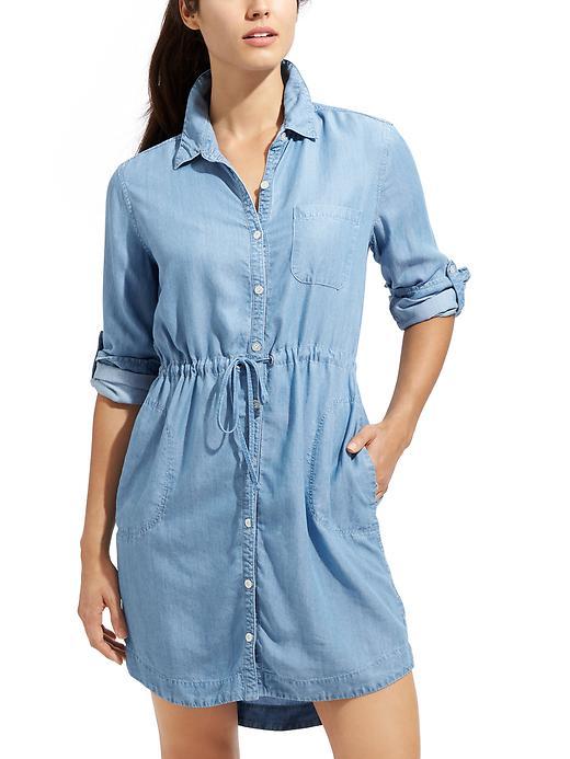 Athleta Womens Candid Shirt Dress Size L Petite - Chambray