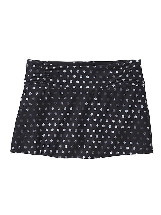 Athleta Womens Dot Shirred Band Swim Skirt Size L - Black Dot