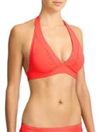 Athleta Womens Shirrendipity Halter Bikini Top Size L - Ember Orange