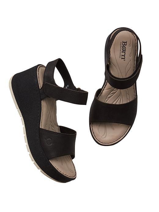 Athleta Womens Lucee Wedge Sandal By Born Black Size 8