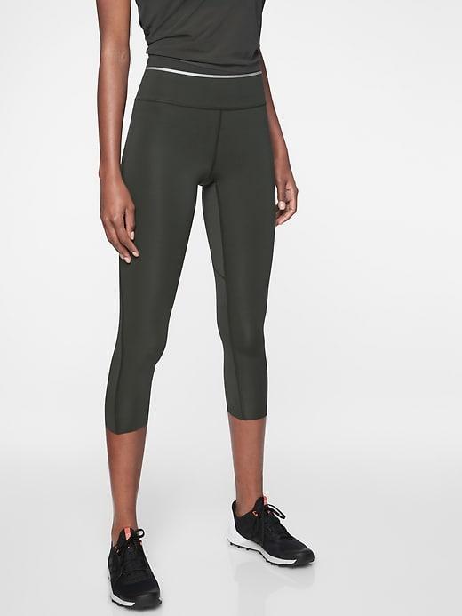 Athleta Womens Sonic Capri Black Olive Size M