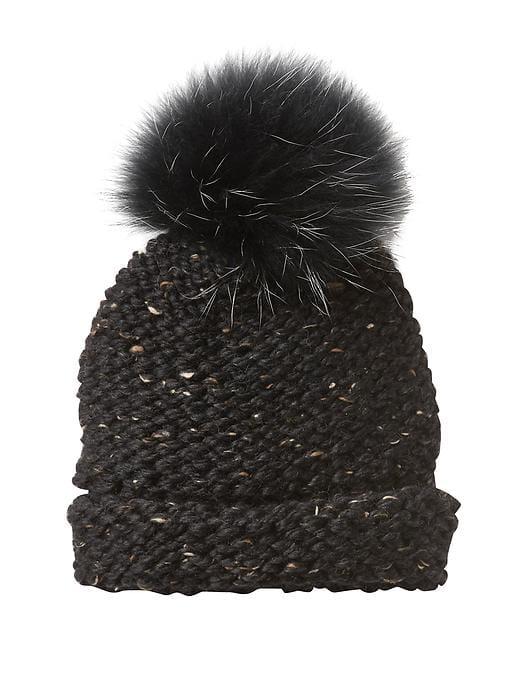 Athleta Womens Lauren Beanie By Lizette Black Tweed Size One Size