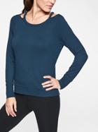 Athleta Womens Cutout Neck Sweatshirt Constellation Blue Size M