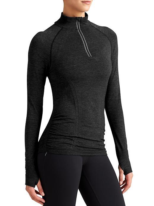 Athleta Womens Fastest Track Half Zip Size L - Black Heather