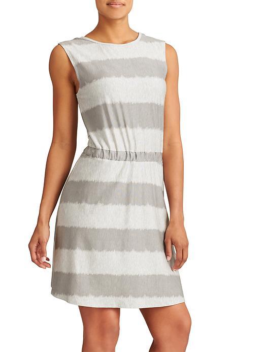 Athleta Womens Stripe Lively Dress Size L - Grey Heather Stripe