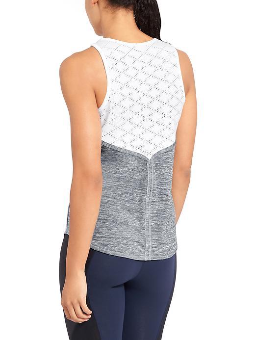 Athleta Womens Mesh Utopia Tank Size L - Fog Grey/bright White