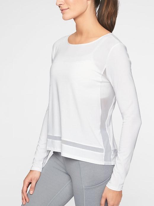 Athleta Womens Essence Mesh Trim Top Bright White Size Xxs