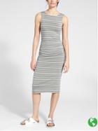 Athleta Womens Comeback Tank Midi Dress Size L Tall - Light Asphalt/white Stripe