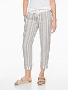 Athleta Womens Stripe Bali Linen Ankle Pant Grey Heather/ White Stripe Size 4