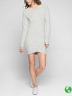 Athleta Womens Criss Cross Stripe Dress Size S Tall - Light Grey Heather/ Bright White