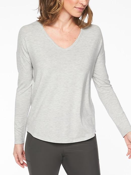 Athleta Womens Cloudlight Relaxed Top Light Grey Heather Size S