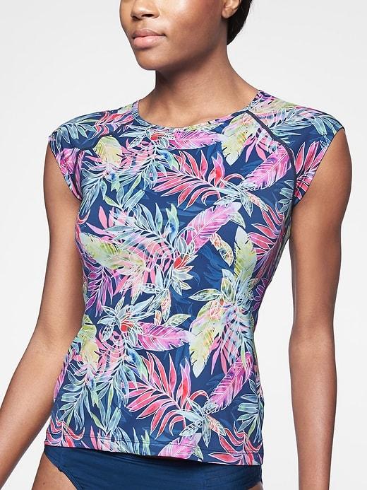 Athleta Womens Tidal Wave Rashguard Tropical Leaf Size M
