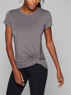 Athleta Womens Ultimate Side Knot Tee Silver Bells Size Xl