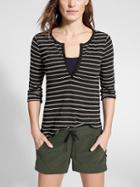 Athleta Womens Wide Stripe Zephyr Top Size 1x Plus - Black/bright White