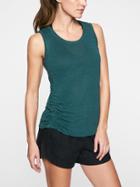 Athleta Womens Linen Ruched Tank Tumbling Teal Size Xl