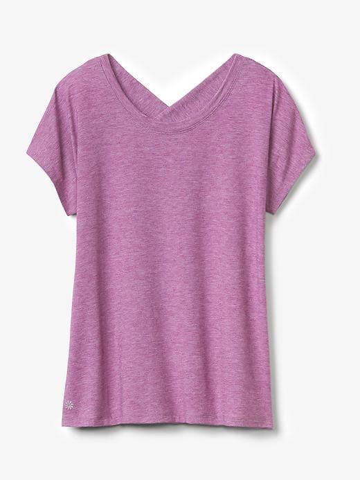 Athleta Womens Studio Tee Size L/12 - Fuchsia Shock Heather