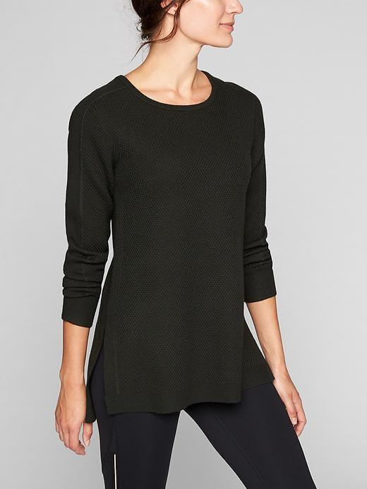 Athleta Womens Thermal Honeycomb Sweater Size L - Wet Moss