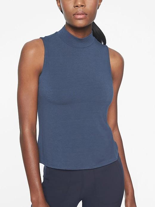 Athleta Womens Threadlight Turtleneck Tank Constellation Blue Size L