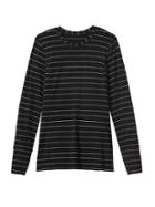 Athleta Womens Take The Heat Top Stripe Size M - Black/bright White